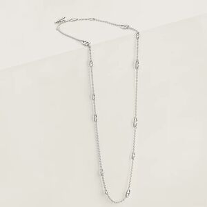 Hermes Farandole long Silver Necklace 120 with Intricate Chain Design